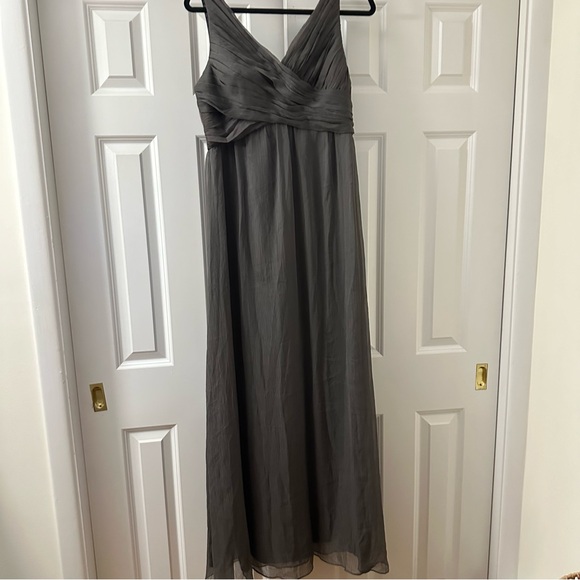 Anthropologie by BHLDN Chiffon Dress in Charcoal Gray Size XL - Picture 3 of 12